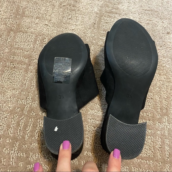 H&M Black Faux Suede Mule Heeled Sandals Size 5 (35) - Picture 10 of 15